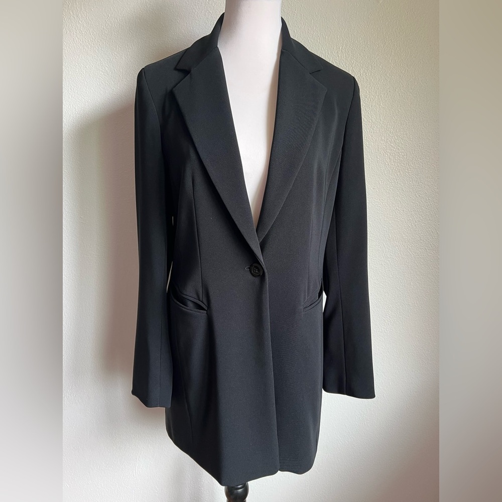 Gianni Vintage Corporate Core Classic Career Shoulder Pad Long Black Blazer Sz 8
